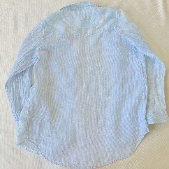 C&C California Womens Top Buttondown Longsleeve Shirt Striped 100% Linen Medium - Picture 4 of 4